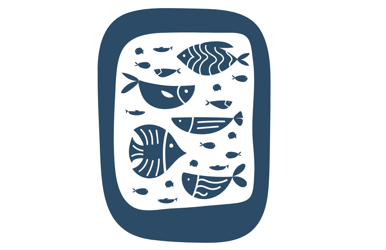 School of fish icon in blue